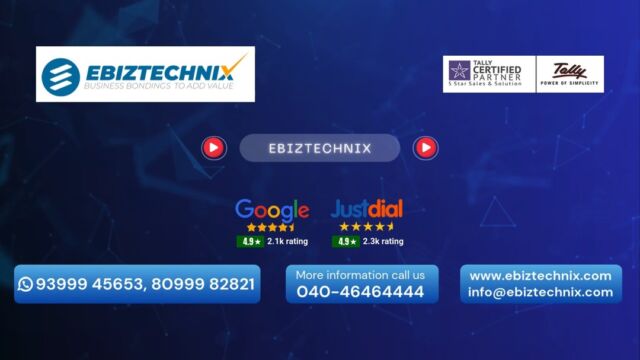 Simplify Smart Banking with TallyPrime6.0 Seamless Reconciliation by EBIZTECHNIX!!!
https://www.youtube.com/watch?v=w_MFKDRxLTw
CONTACT US: 040-46464444
whatsapp us: 9399945653,8099982821
www.ebiztechnix.com
#Tally6 #TallyPrime6  #Ebiztechnix #SmartAccounting #TallyExperts #BusinessMadeEasy  #FinanceSolutions #TallyUpdates #BankingAutomation #TallyIndia #AccountingSimplified #UpgradeWithEbiztechnix #DigitalTransformation #BusinessTechnology #TallyIntegration #TallyPrime6
