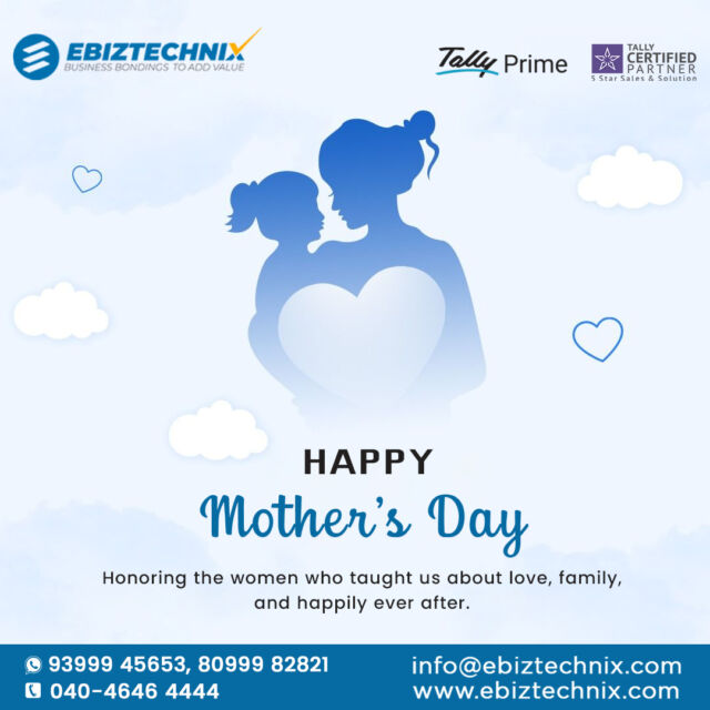Celebrating the heart of every family — a mother’s love shapes our lives forever.
Happy Mother’s Day from Ebiztechnix, your trusted Tally partner.
#MothersDay2025 #Ebiztechnix #TallyCertifiedPartner #LoveYouMom #FamilyFirst #TallySupport #TallyPrime #BusinessWithHeart